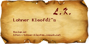 Lohner Kleofás névjegykártya